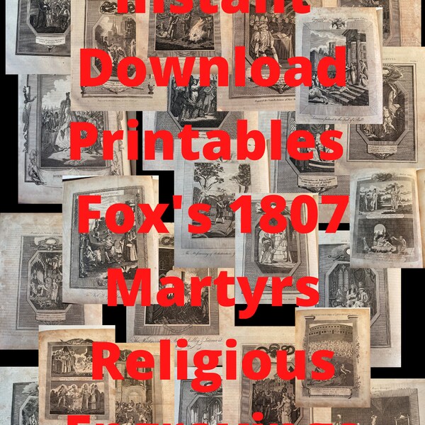 JPG PRINTABLE Fox's Martyrs Torture Execution 24 Photos LOT Beautiful Detailed Antique Engravings Jesus Christian Religious 1807 Rare Book