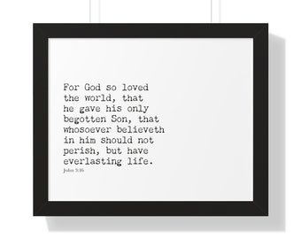 João 3:16 KJV Amor e Salvação Arte de Parede das Escrituras | Decoração de Versículos Bíblicos Cristãos | Presentes Cristãos