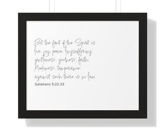 Gálatas 5:22-23 KJV Arte enmarcado / Frutos del Espíritu Decoración de pared cristiana / Obra de arte con versículos bíblicos inspiradores
