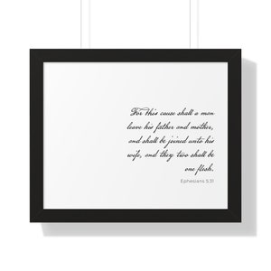 Ephesians 5:31 KJV Christian Wall Art | Bible Verse Print | Framed Scripture Artwork | Christian Wedding Gift | Christian Anniversay Gift