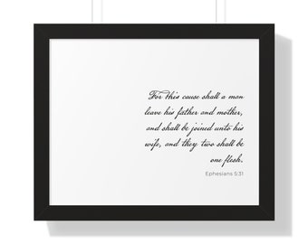 Ephesians 5:31 KJV Christian Wall Art | Bible Verse Print | Framed Scripture Artwork | Christian Wedding Gift | Christian Anniversay Gift