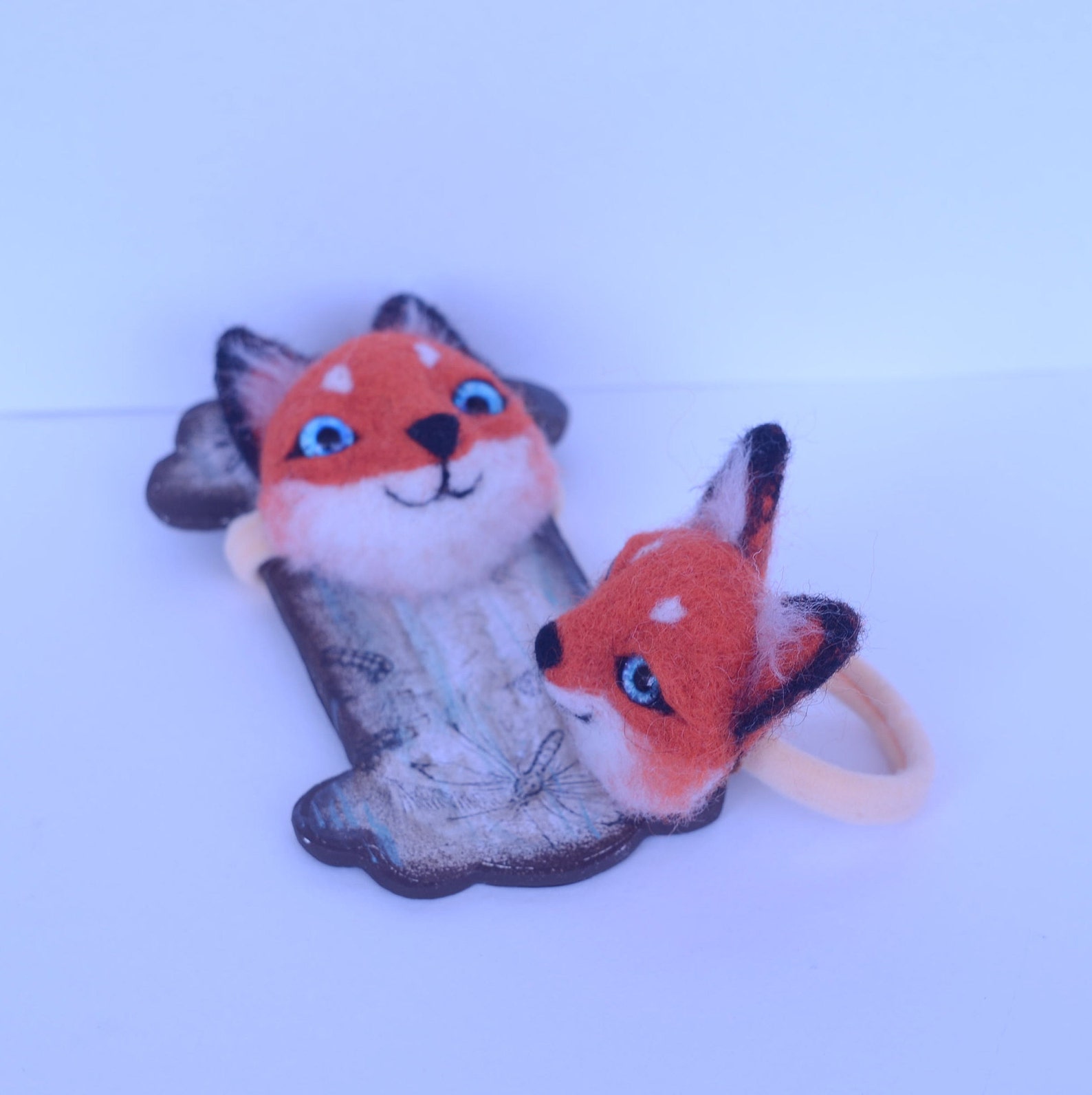 Fox 2 pcs elastic bands felted fox Hair decoration Summer Etsy