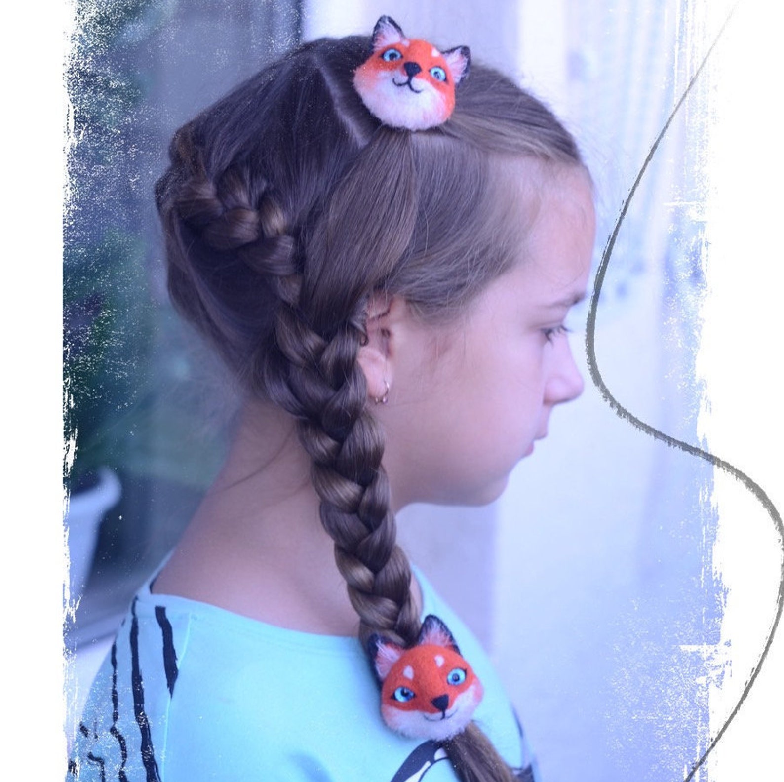 Fox 2 pcs elastic bands felted fox Hair decoration Summer Etsy