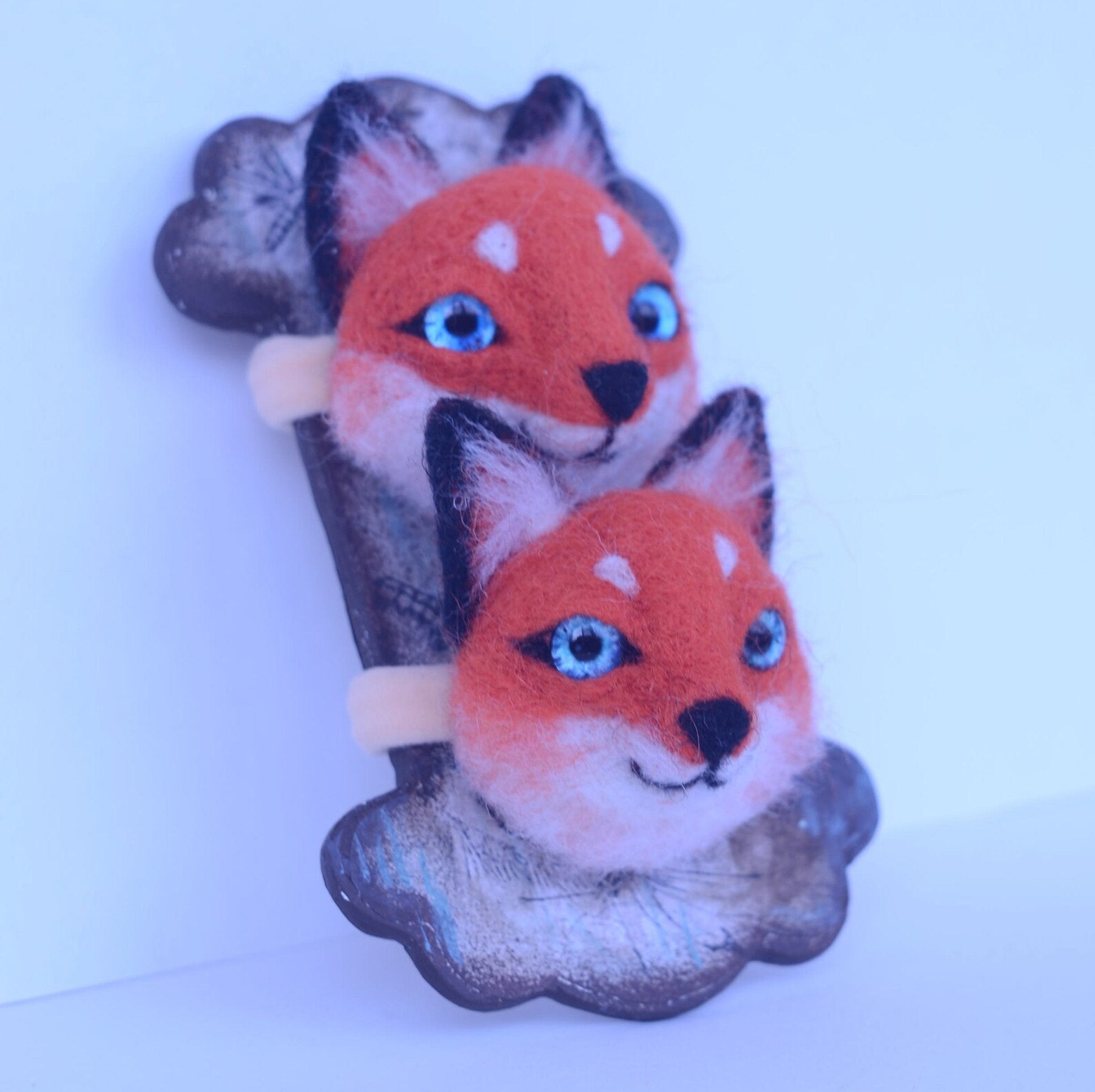 Fox 2 pcs elastic bands felted fox Hair decoration Summer Etsy