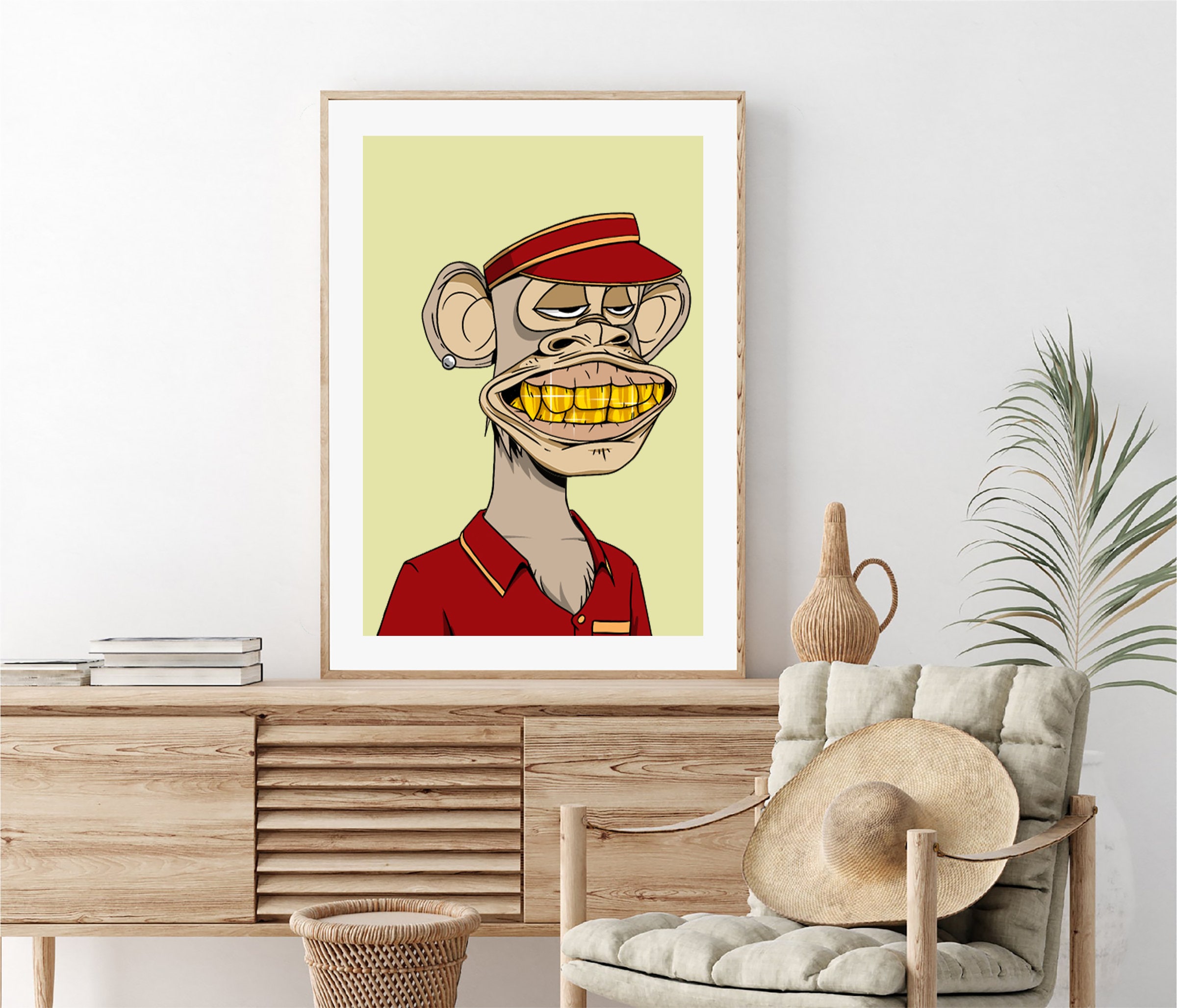 Wall Hangings Home & Living Digital NFT Monkey Profile Art Digital Art