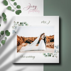 Photobook Cover Template for Square Wedding Album, Instant