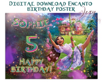 Solo file digitale!!! Banner per feste di compleanno stampabile personalizzato, poster di Isabela, Encanto