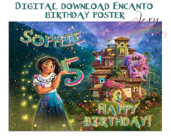 Solo file digitali!!! Banner per feste di compleanno stampabili personalizzati, poster di Mirabel, Encanto