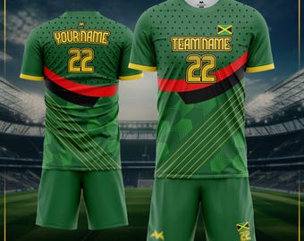 Camiseta de fútbol de Jamaica personalizada: Uniforme de fútbol personalizado para adultos y niños