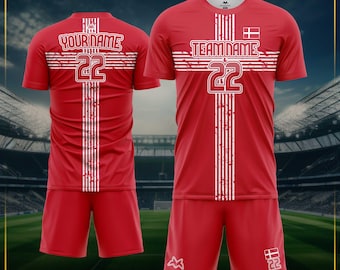 Gepersonaliseerde voetbalshirt Denemarken: aangepaste naam en nummer