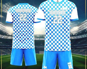 Personlig argentinsk fotbollsuniform: Anpassad lagtröja, shorts och strumpor