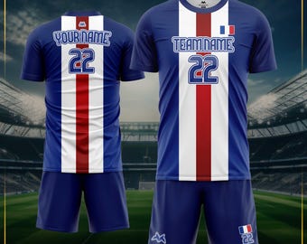 Personalisiertes Frankreich Fußball Trikot: Französische Fußball Mannschaftsuniform
