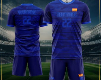 Custom Spain Soccer Uniform kit with your Name and Number-women Soccer Jerseys for league