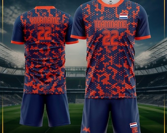 Aangepast Nederlands voetbalshirt – gepersonaliseerd voetbaltenue