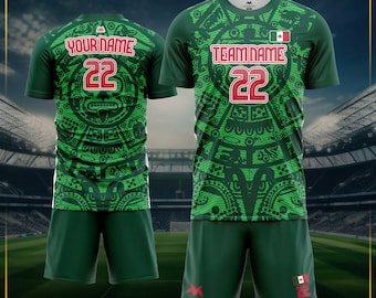 Personalized Mexico Soccer Uniform: Custom Name & Number, Kids Football Kit