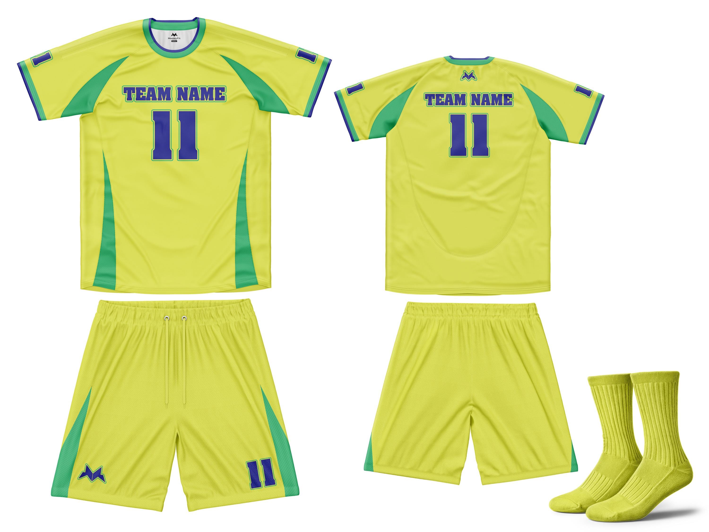 Maillot De Foot Personnalisé Brésil Avec Nom Et Numéro - Ensemble Maillot, Short, Chaussettes Pour Enfant Et Adulte