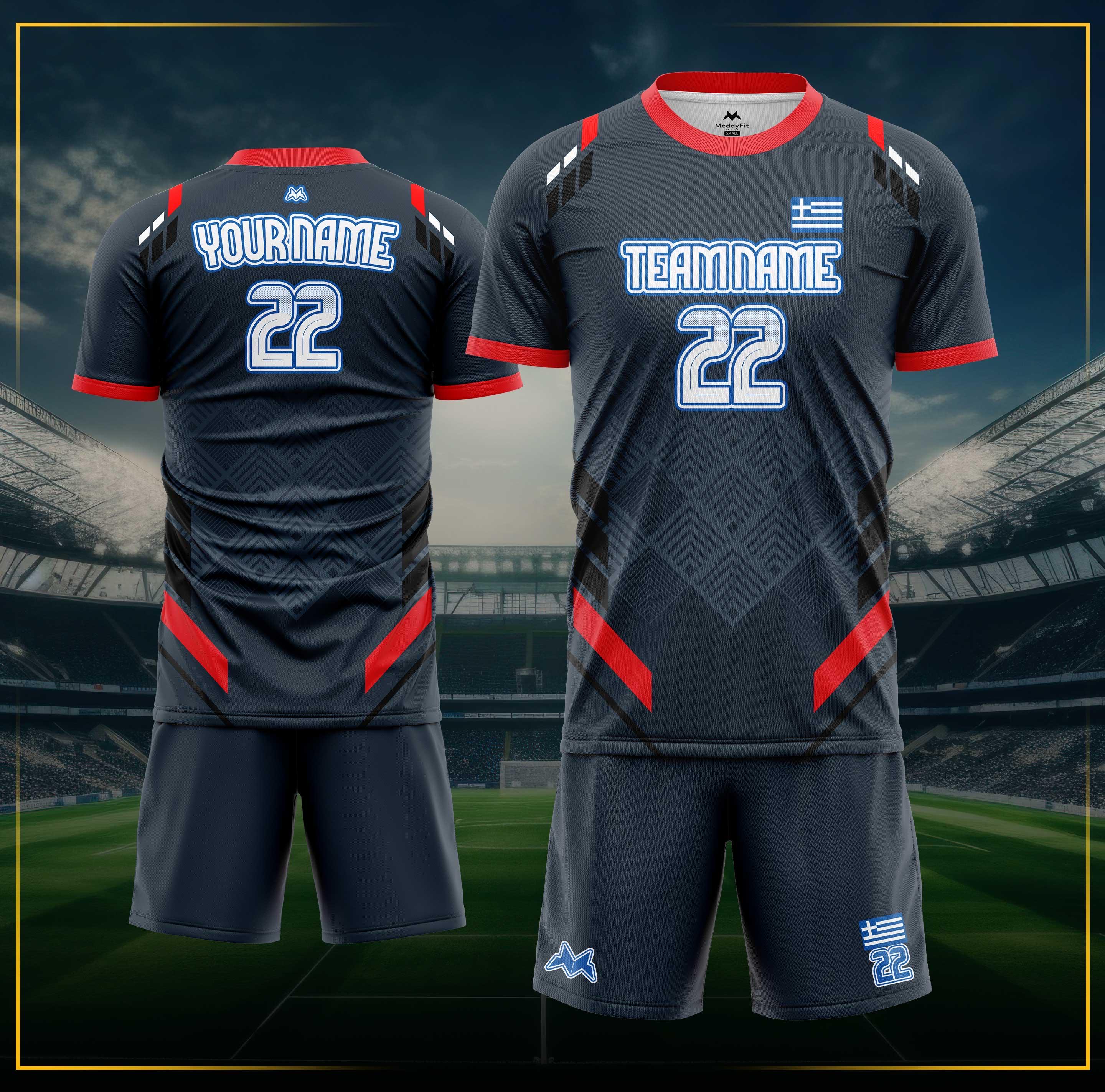 Personalized Greece Soccer Jersey & Shorts: Greek Football Team