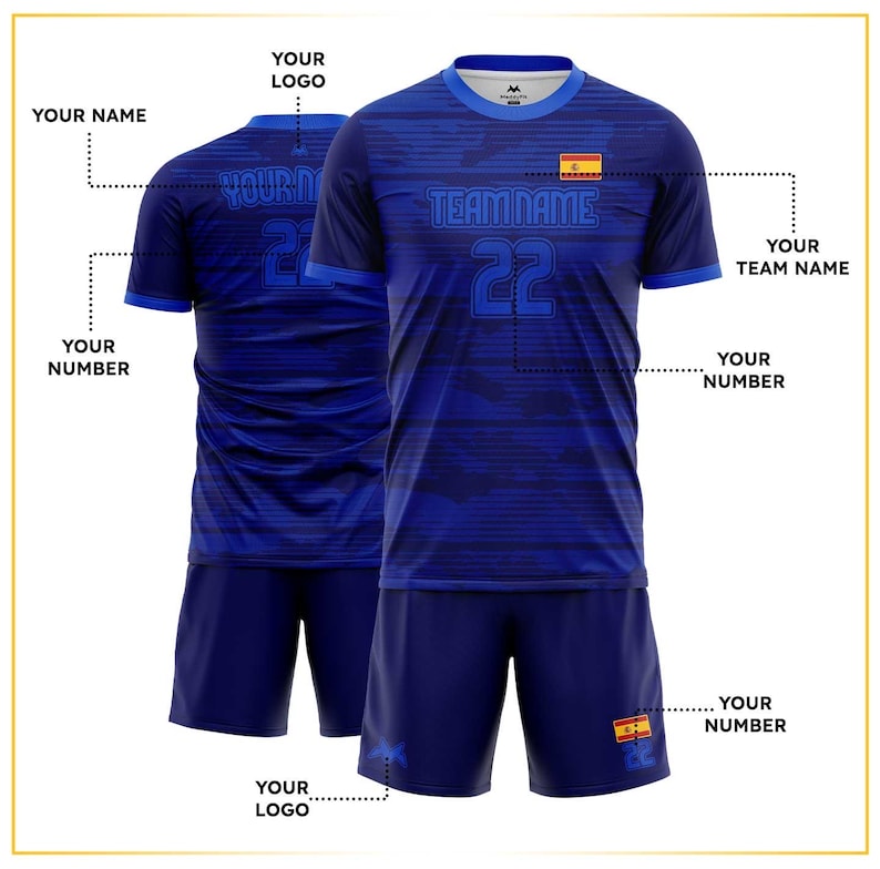 Spain Soccer Jersey with Name and Number
