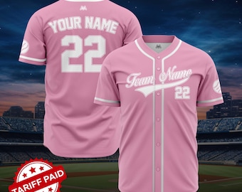 Personalized Light Pink Baseball Jersey, Custom Name & Number