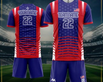 Personalized USA Soccer Jersey: Custom Football Uniform, Team Name & Number