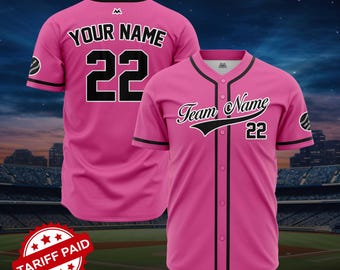 Custom Pink Baseball Jersey for women-Personalized Name & Number Sports Tournament Shirts