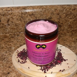 Hibiscus & Marshmallow Root Conditioner, Hibiscus Hair Butter, Rose Water Conditioner for dry hair, Detangles, Strengthens, Hair Softener