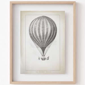 Vintage Hot Air Balloon Print: 19th Century Antique Illustration (Digital Download)