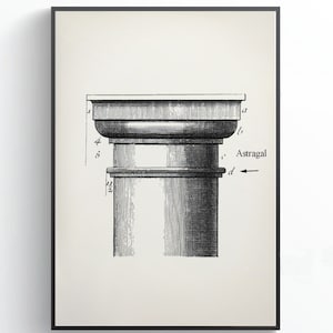Ionische Ordnung Blueprint Kunstdruck: Vintage Architektur Säule Poster (Digitaler Download
