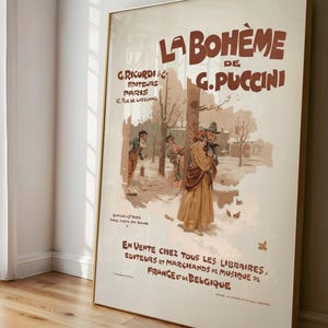 La Bohème Opera Poster Print | Puccini Vintage Wall Art | MAILED PRINT, Gift for musician, Classical Music Decor, Music Classrooms Art Print