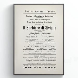 Vintage Barber of Seville Poster: 1857 Rossini Opera Program (Instant Download)