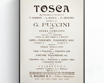 Vintage Tosca Opera Poster: Puccini Libretto Art Print (Instant Download)