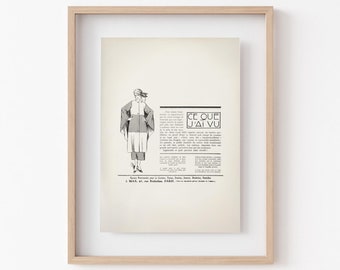 Manifesto di moda francese d'epoca: illustrazione di una rivista degli anni '20 (scaricabile)