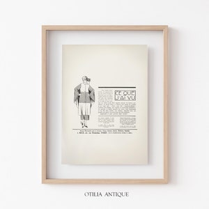 Vintage French Fashion Poster: 1920s Magazine Illustration (Downloadable)