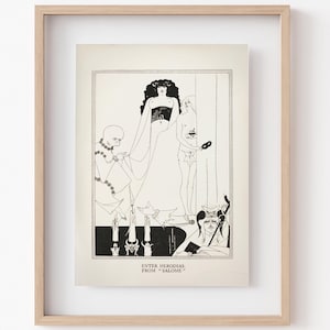 Art Nouveau Aubrey Beardsley Salome Print: Black Ink Drawing (Downloadable)