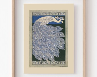Póster Art Nouveau de Pavo Real: Grabado Antiguo de William Bradley (Descarga Inmediata)
