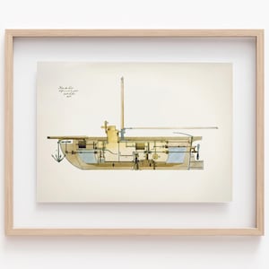 Vintage Shipyard Blueprint Art Print: Nautical Coastal Decor (Instant Download)