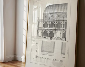 Andrea Palladio Architecture Print: 1748 Italian Building Plan, Classical Wall Art
