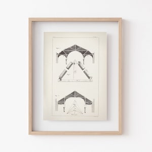 Vintage Roof Blueprint Print: 18th Century Architectural Poster (Downloadable)