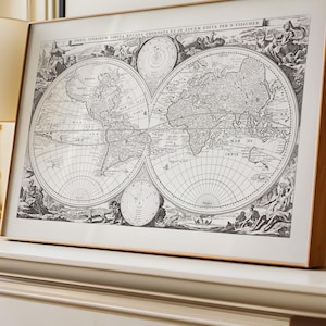 MAILED Art Print of Nicolaes Visscher's 1650 World Map, Latin Text, Historical Cartography, Orbis Terrarum Poster, 17th Historical Map