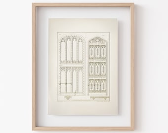 Gothic Architecture Print: English Window Engraving (Downloadable)