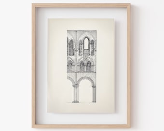 Chichester Cathedral Print: Vintage Gothic Architecture Engraving (Digital Download)