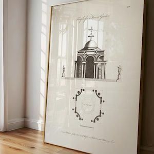 Vintage Greenhouse Blueprint, MAILED PRINT, 18th Century Architecture, Gift for Gardeners, Architectural Gift, Antique Plant house Engraving