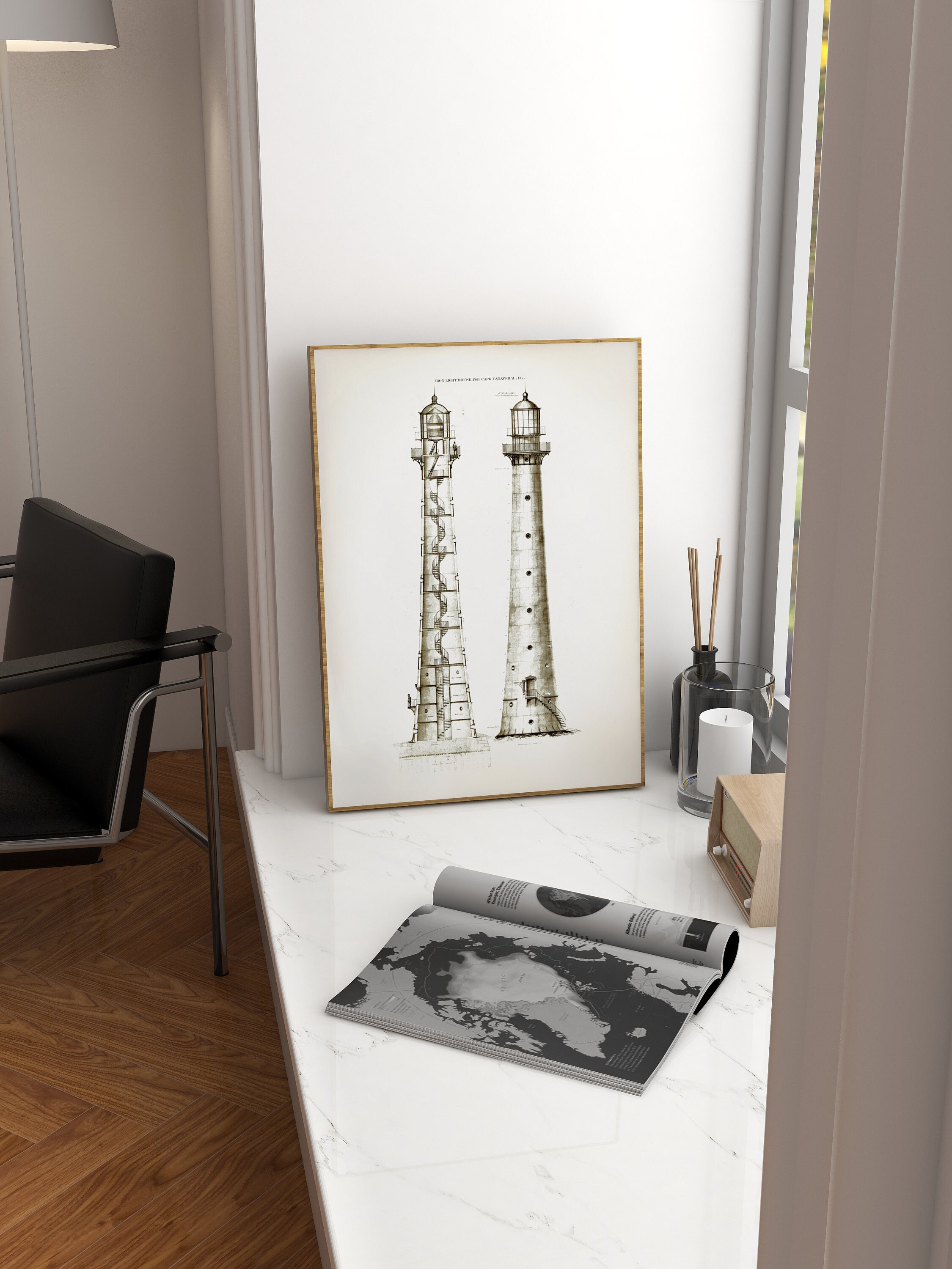 Vintage Cape Canaveral Lighthouse PRINTABLE, 1860 Architectural Plan ...