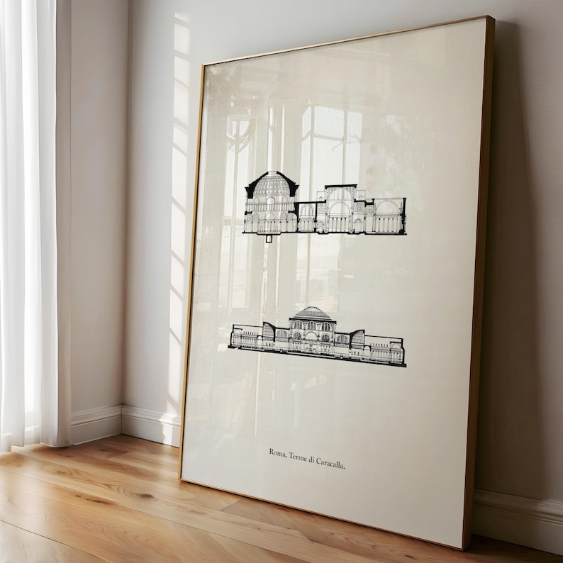 Architectural plan poster of the Baths of Caracalla in Rome
