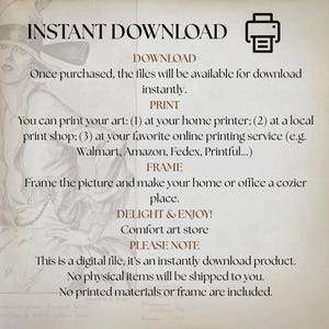 Puede incluir: Una impresi&oacute;n de arte digital de descarga instant&aacute;nea con el texto "DESCARGA INSTANT&Aacute;NEA". El texto tambi&eacute;n incluye instrucciones sobre c&oacute;mo imprimir el arte y una nota de que no se enviar&aacute;n art&iacute;culos f&iacute;sicos.