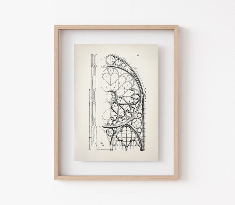 Reims cathedral architectural print
