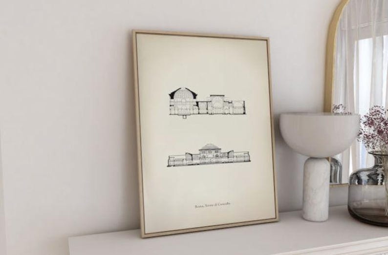 Architectural plan poster of the Baths of Caracalla in Rome