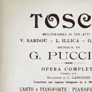 Puccini Tosca Opera Poster: 1917 Vintage Libretto Giclee Print - Etsy