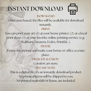 K&ouml;nnte beinhalten: Ein sofortiger Download eines digitalen Kunstdrucks mit dem Text "INSTANT DOWNLOAD". Der Text enth&auml;lt auch Anweisungen zum Drucken der Kunst und einen Hinweis, dass keine physischen Artikel versendet werden.