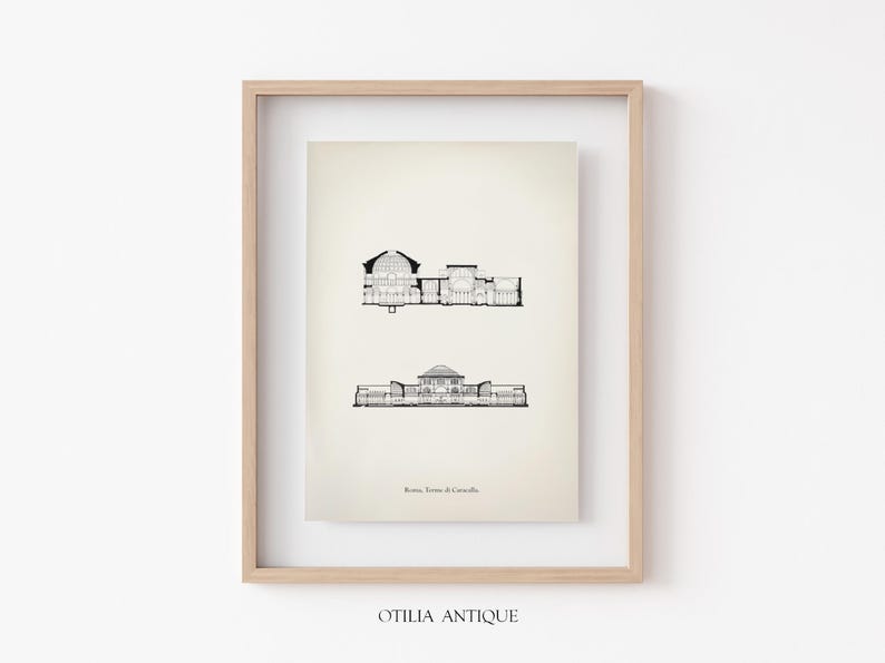 Architectural plan poster of the Baths of Caracalla in Rome